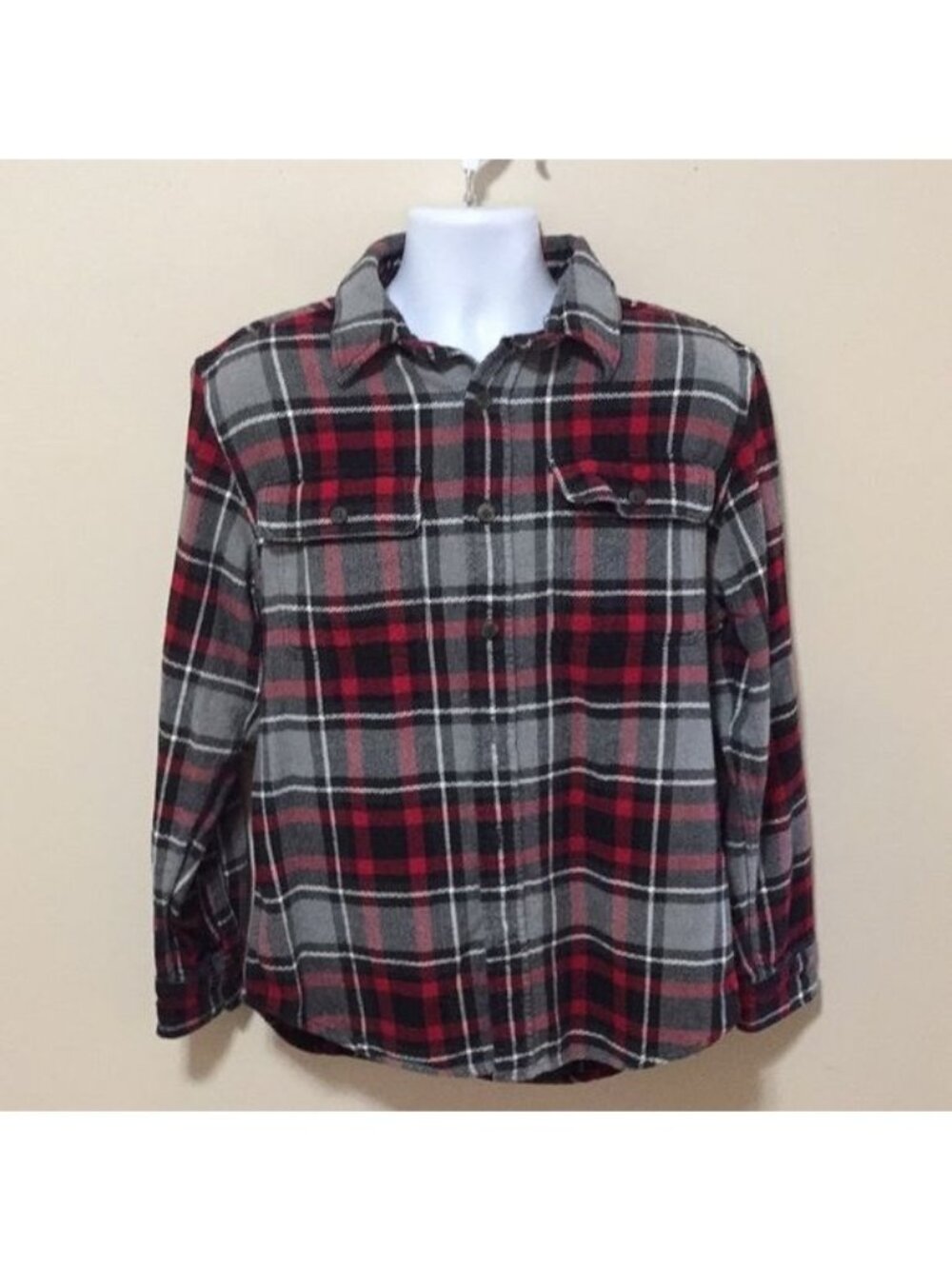 St. John's Bay Red Black Mens Flannel Shirt L